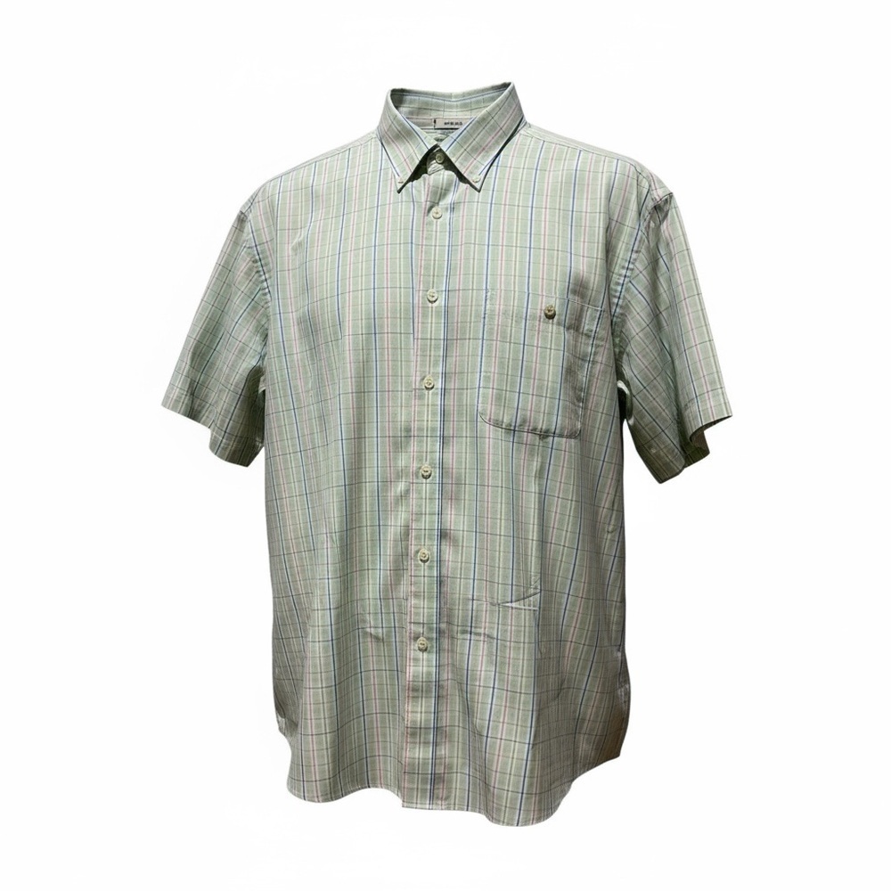 ORVIS Green Plaid Short Sleeve Shirt Size XL Cotton Casual Classic Office Preppy